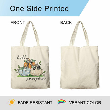 Dlzdn Fall Pumpkin Canvas Tote Bag Reusable Grocery Beach Bag Off-white One Size