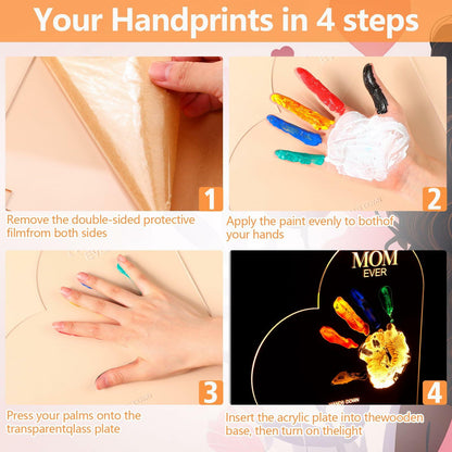 Chunful Best Mom Ever DIY Handprint Kit with 6 Paints Multicolor Night Light