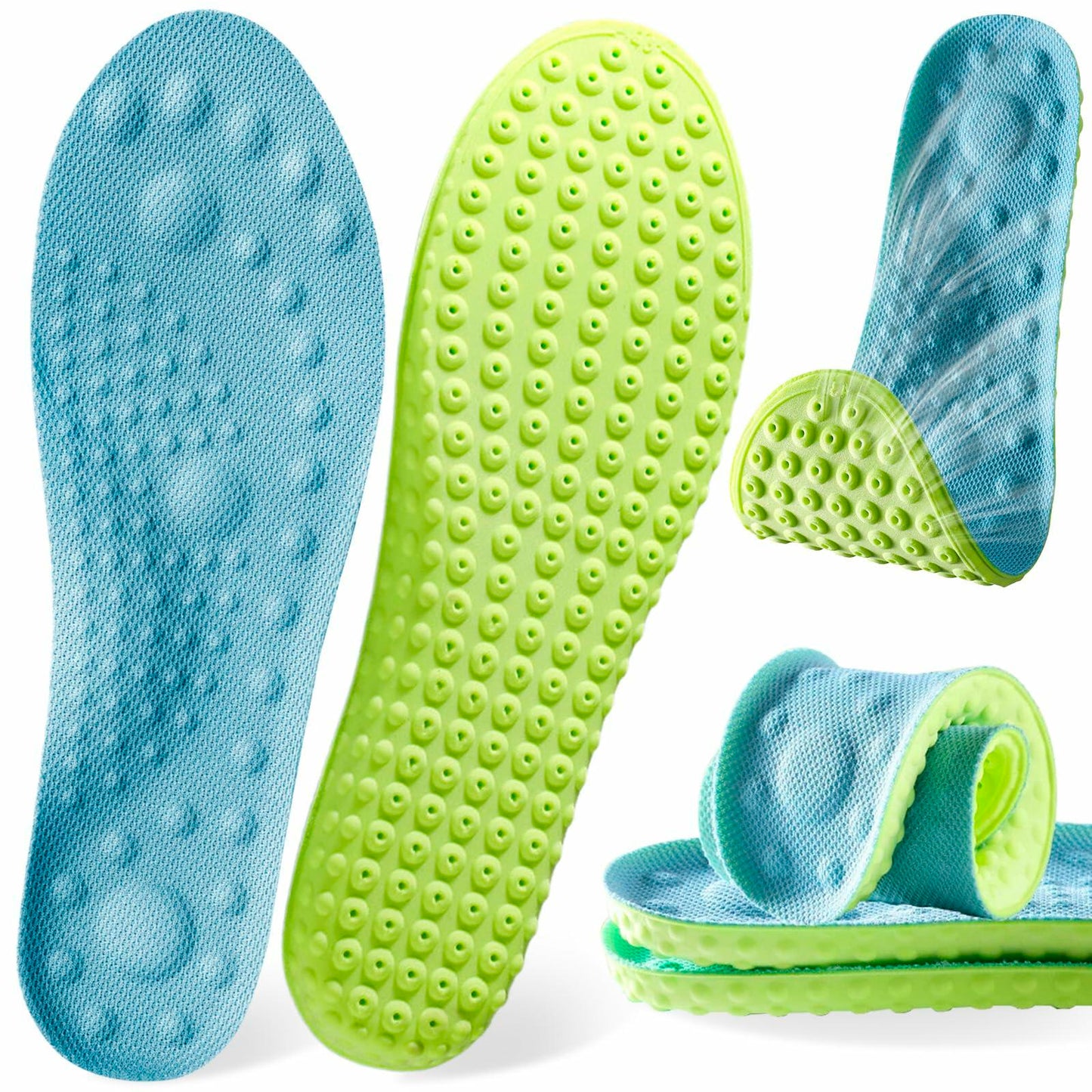 MARRDO 4D Cloud Soles Insoles Soft Shock Arch Support Blue Men 10-11 Women 11.5
