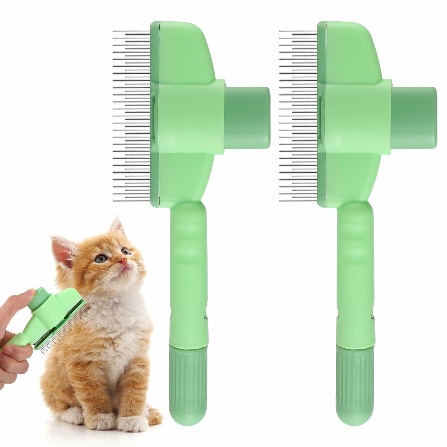 LIQWEI 2Pcs Flea Comb Cat Dog Hair Removal Brush Grooming Short Long Hair