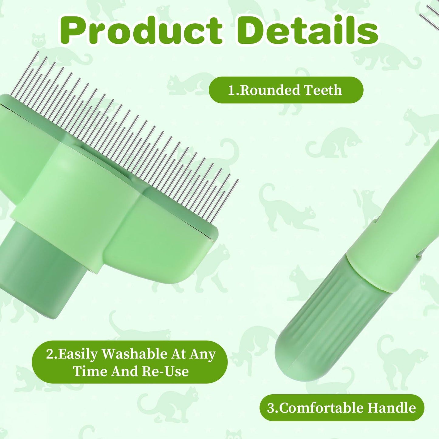 LIQWEI 2Pcs Flea Comb Cat Dog Hair Removal Brush Grooming Short Long Hair