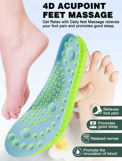MARRDO 4D Cloud Soles Insoles Soft Shock Arch Support Blue Men 10-11 Women 11.5