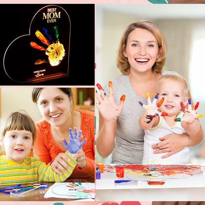 Chunful Best Mom Ever DIY Handprint Kit with 6 Paints Multicolor Night Light