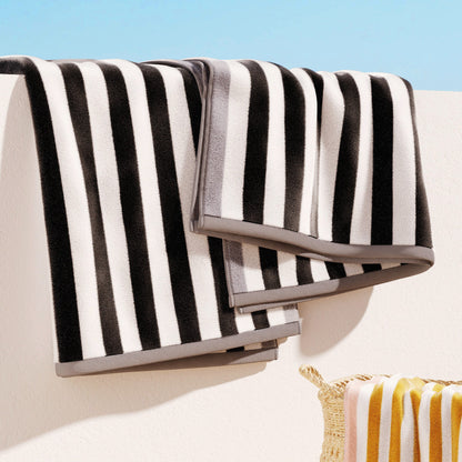 Oversized Striped Border Cabana Beach Towels - Santa Cruz.