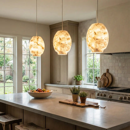 Oval Camille Organic Alabaster Pendant Lamp