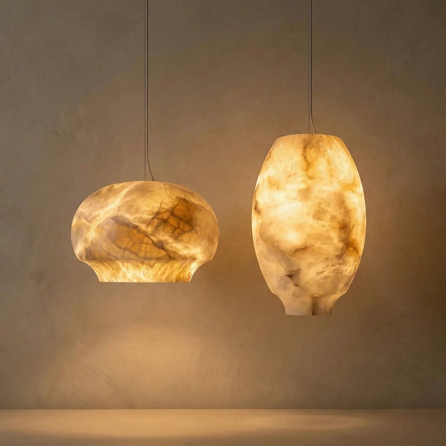 Oval Camille Organic Alabaster Pendant Lamp
