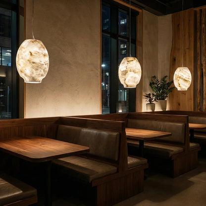 Oval Camille Organic Alabaster Pendant Lamp