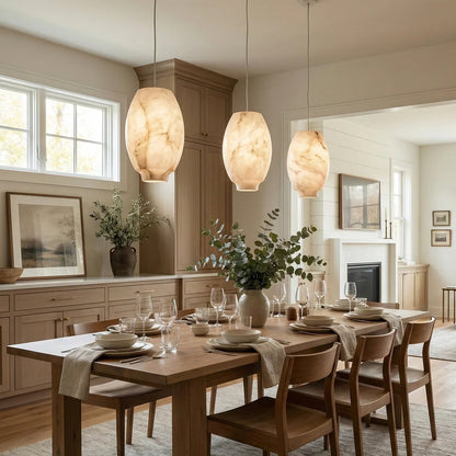 Oval Camille Organic Alabaster Pendant Lamp