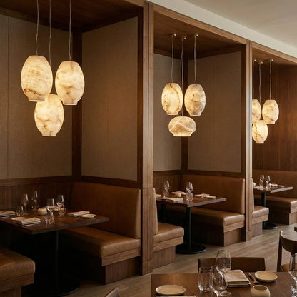 Oval Camille Organic Alabaster Pendant Lamp