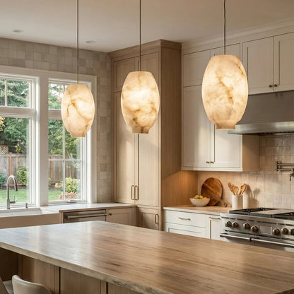 Oval Camille Organic Alabaster Pendant Lamp