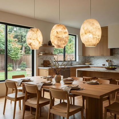 Oval Camille Organic Alabaster Pendant Lamp