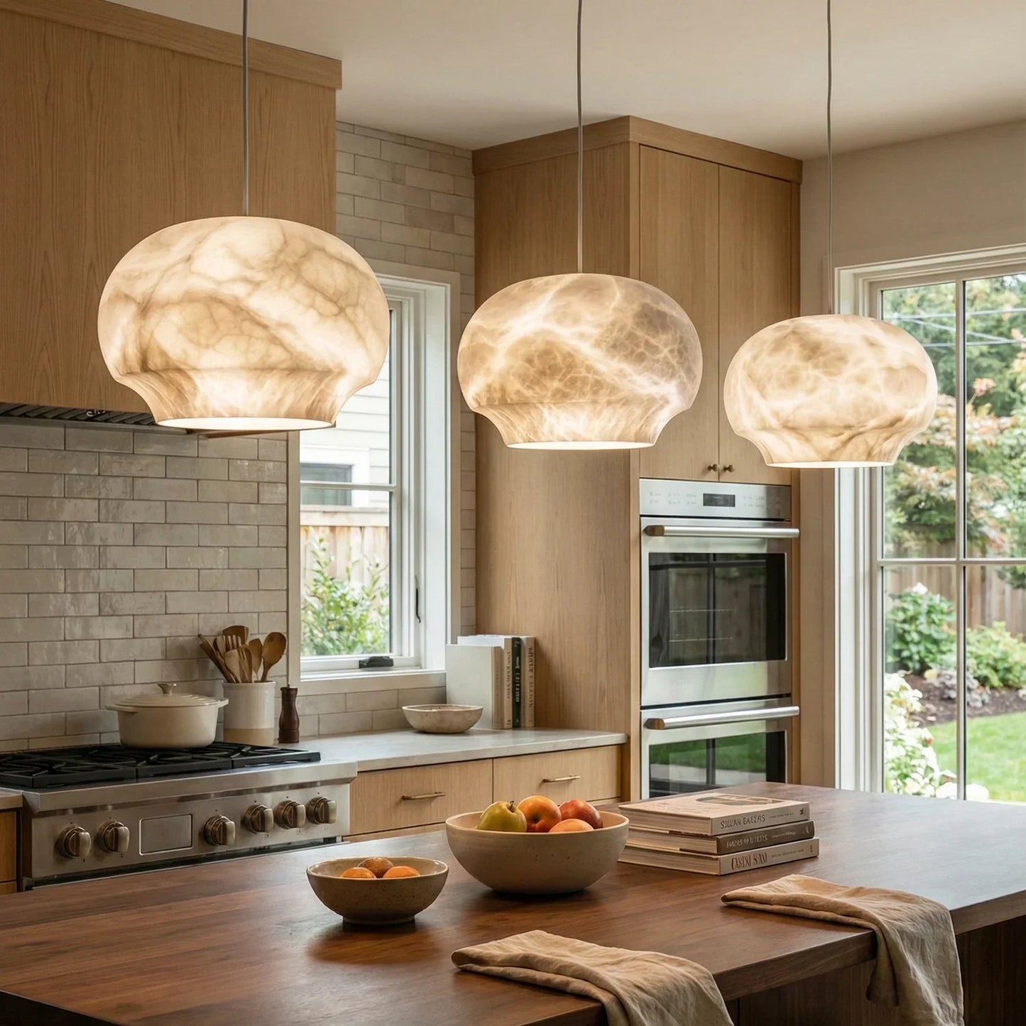Oval Camille Organic Alabaster Pendant Lamp