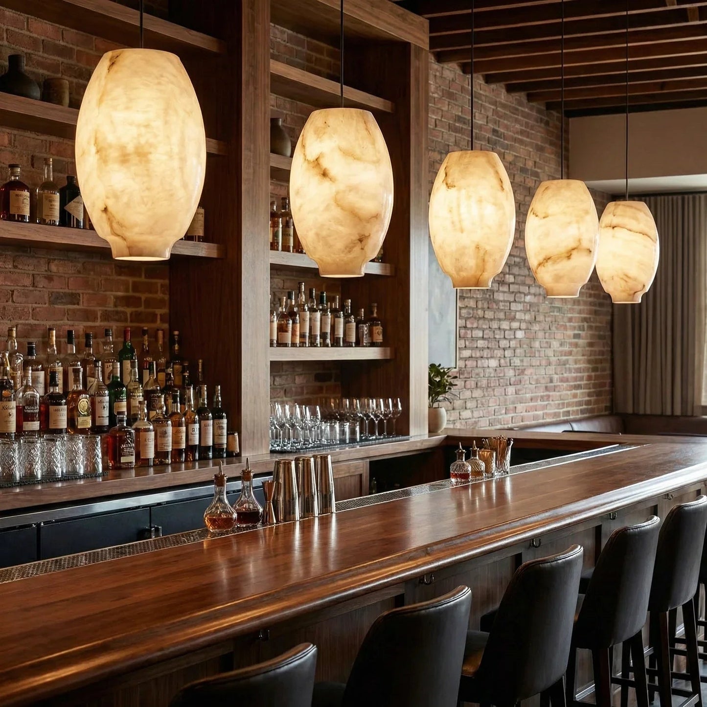 Oval Camille Organic Alabaster Pendant Lamp