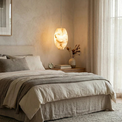 Oval Camille Organic Alabaster Pendant Lamp