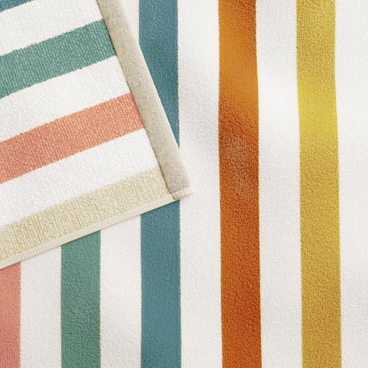 Oversized Striped Border Cabana Beach Towels - Santa Cruz.