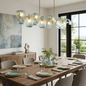 Peacock Blue Petal Art Glass Chandelier