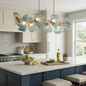 Peacock Blue Petal Art Glass Chandelier