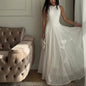 Pearl-Trim Lace Overlay Maxi Dress Set(MS464)