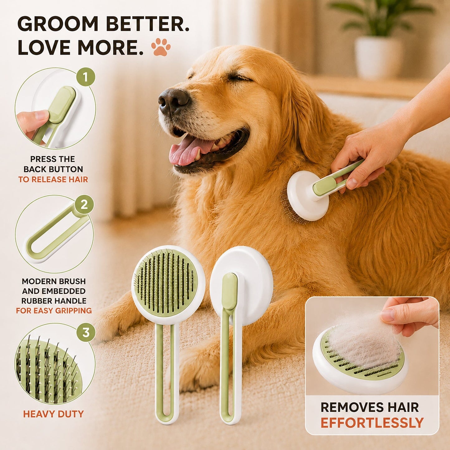Pet Life ® 'Concepto' Modern Bristle Grooming Pet Deshedder Comb