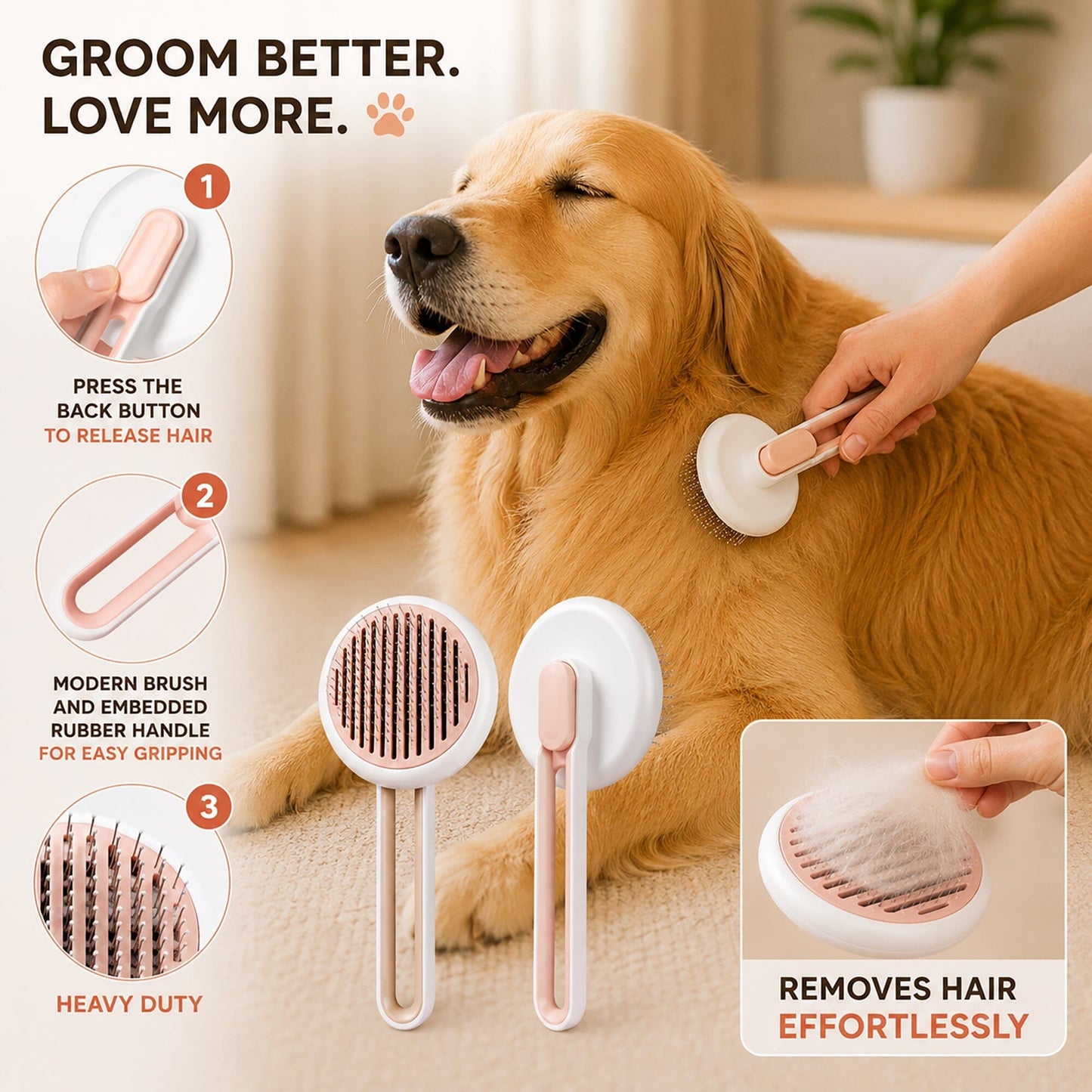 Pet Life ® 'Concepto' Modern Bristle Grooming Pet Deshedder Comb