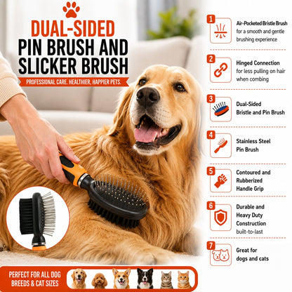 Pet Life ® Flex Series 2-in-1 Dual-Sided Pin and Bristle Grooming Pet Brush