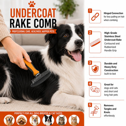 Pet Life ® Flex Series Undercoat Dematter Grooming Pet Rake