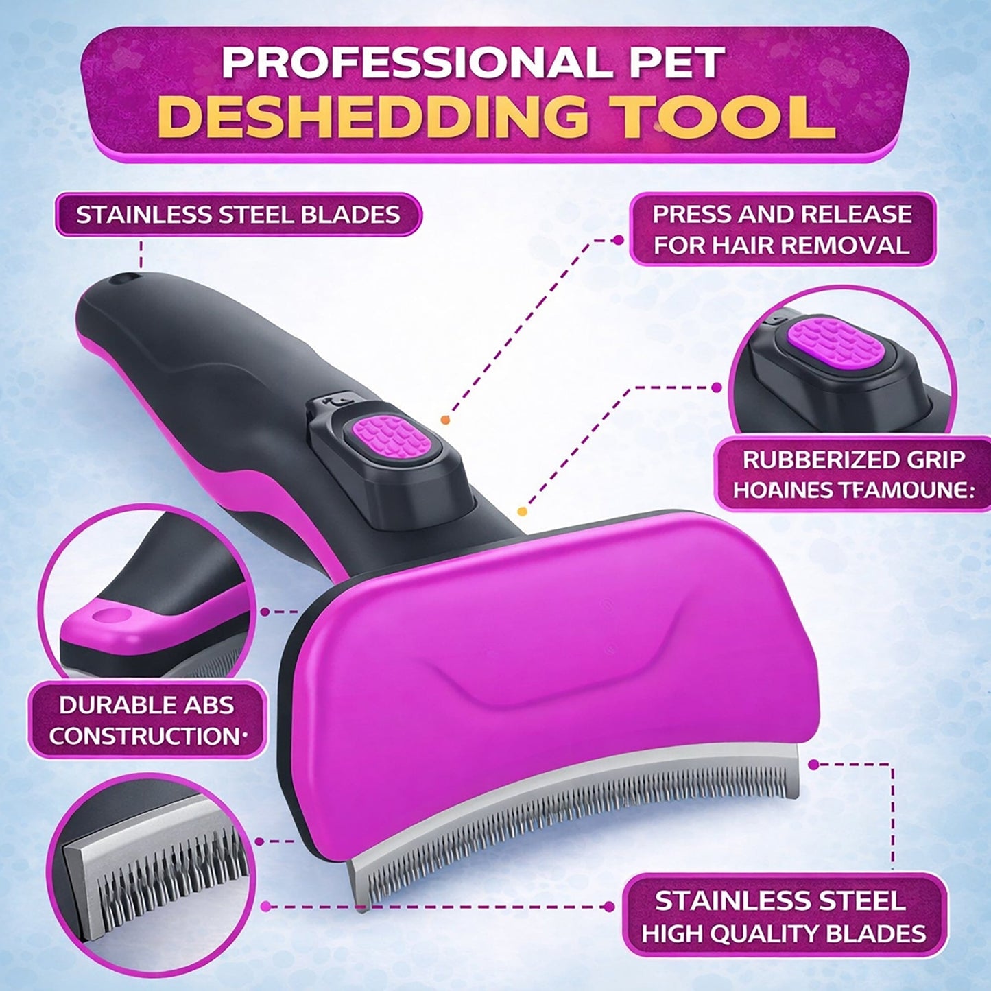 Pet Life ® 'Fur-Guard' Easy Self-Cleaning Grooming Deshedder Pet Comb