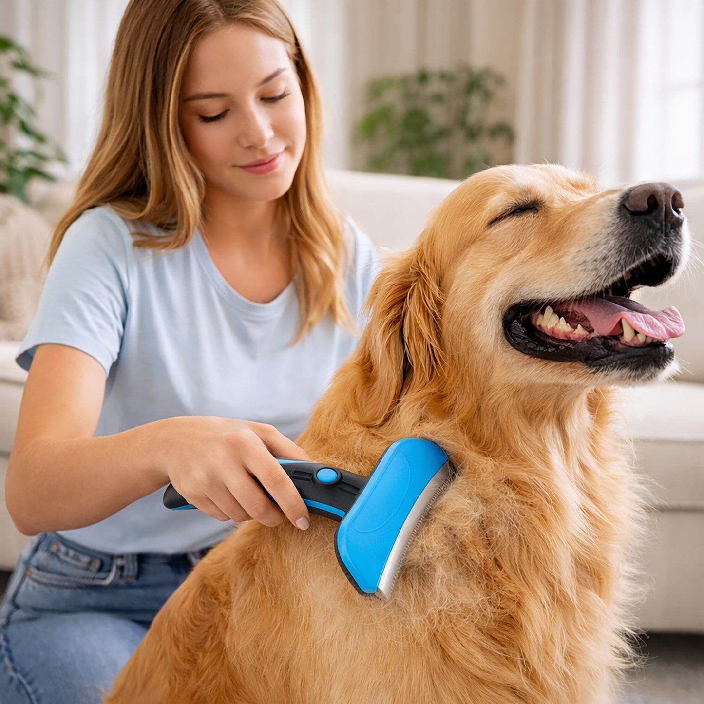 Pet Life ® 'Fur-Guard' Easy Self-Cleaning Grooming Deshedder Pet Comb