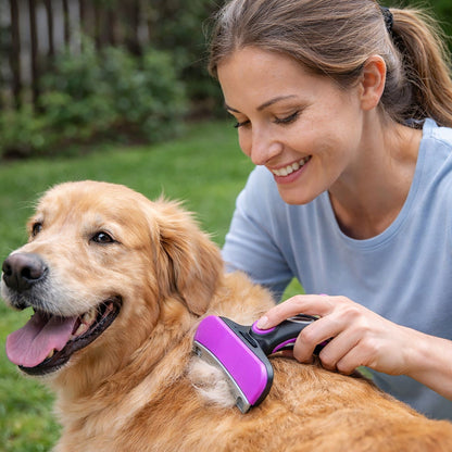 Pet Life ® 'Fur-Guard' Easy Self-Cleaning Grooming Deshedder Pet Comb