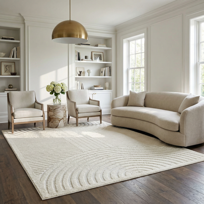 Deron White Washable 3D Rug