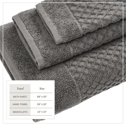 Cotton Diamond Waffle Weave Bath Towel Set - Grayson Collection