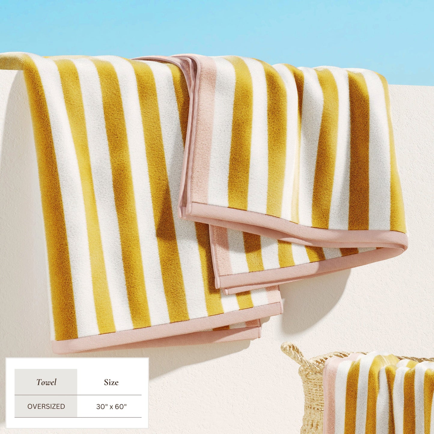 Oversized Striped Border Cabana Beach Towels - Santa Cruz.