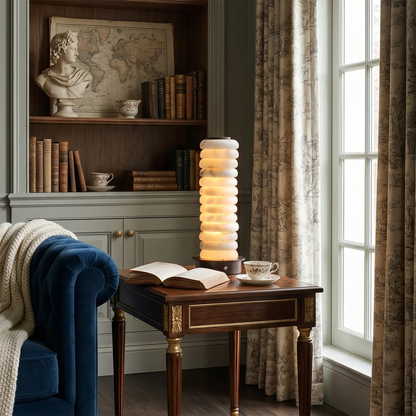 Multi-Tiered Alabaster Table Lamp