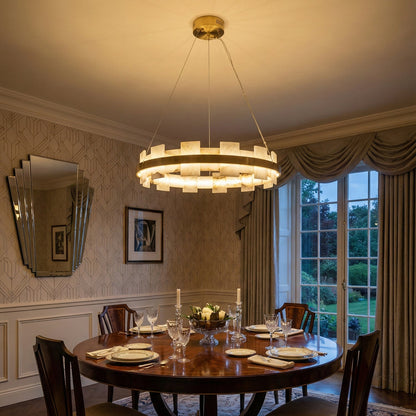 Rectangle Alabaster Annular Chandelier