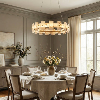 Rectangle Alabaster Annular Chandelier