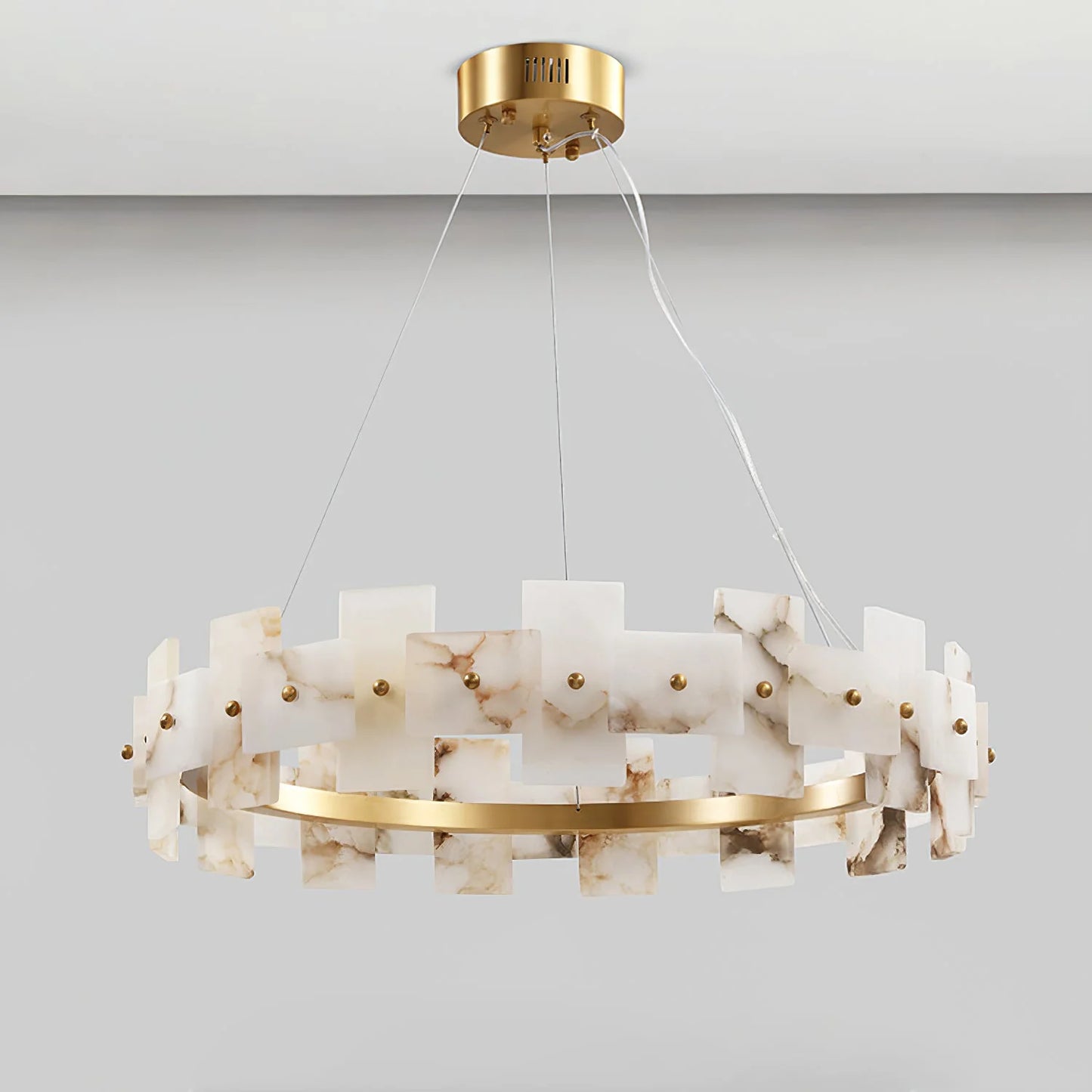 Rectangle Alabaster Annular Chandelier