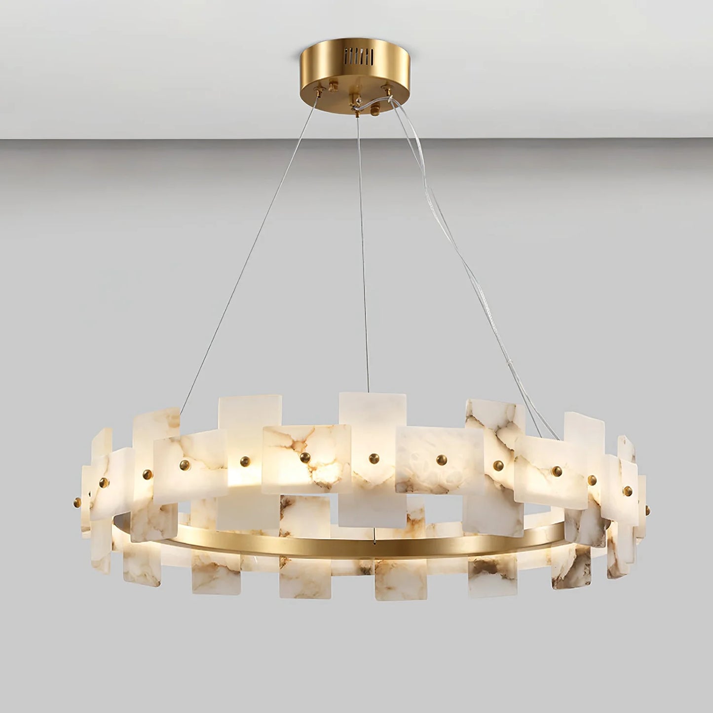 Rectangle Alabaster Annular Chandelier