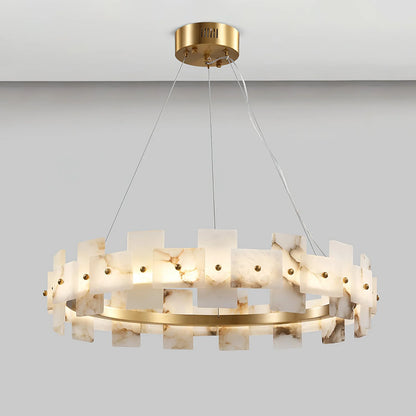 Rectangle Alabaster Annular Chandelier