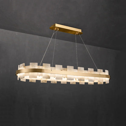 Rectangle Alabaster Annular Chandelier