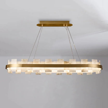 Rectangle Alabaster Annular Chandelier
