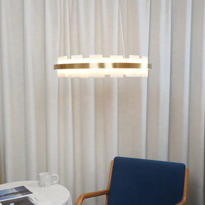 Rectangle Alabaster Annular Chandelier