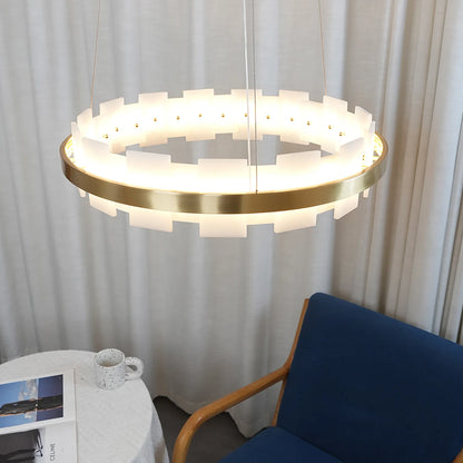 Rectangle Alabaster Annular Chandelier