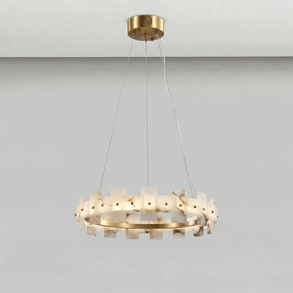 Rectangle Alabaster Annular Chandelier