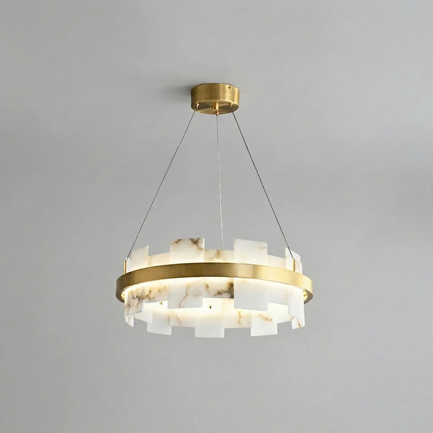 Rectangle Alabaster Annular Chandelier