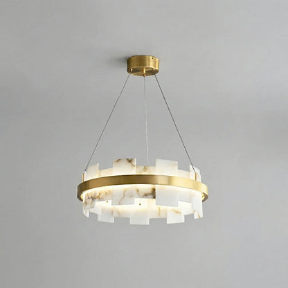 Rectangle Alabaster Annular Chandelier