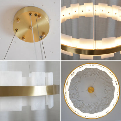 Rectangle Alabaster Annular Chandelier
