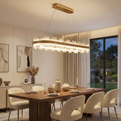 Rectangle Alabaster Annular Chandelier
