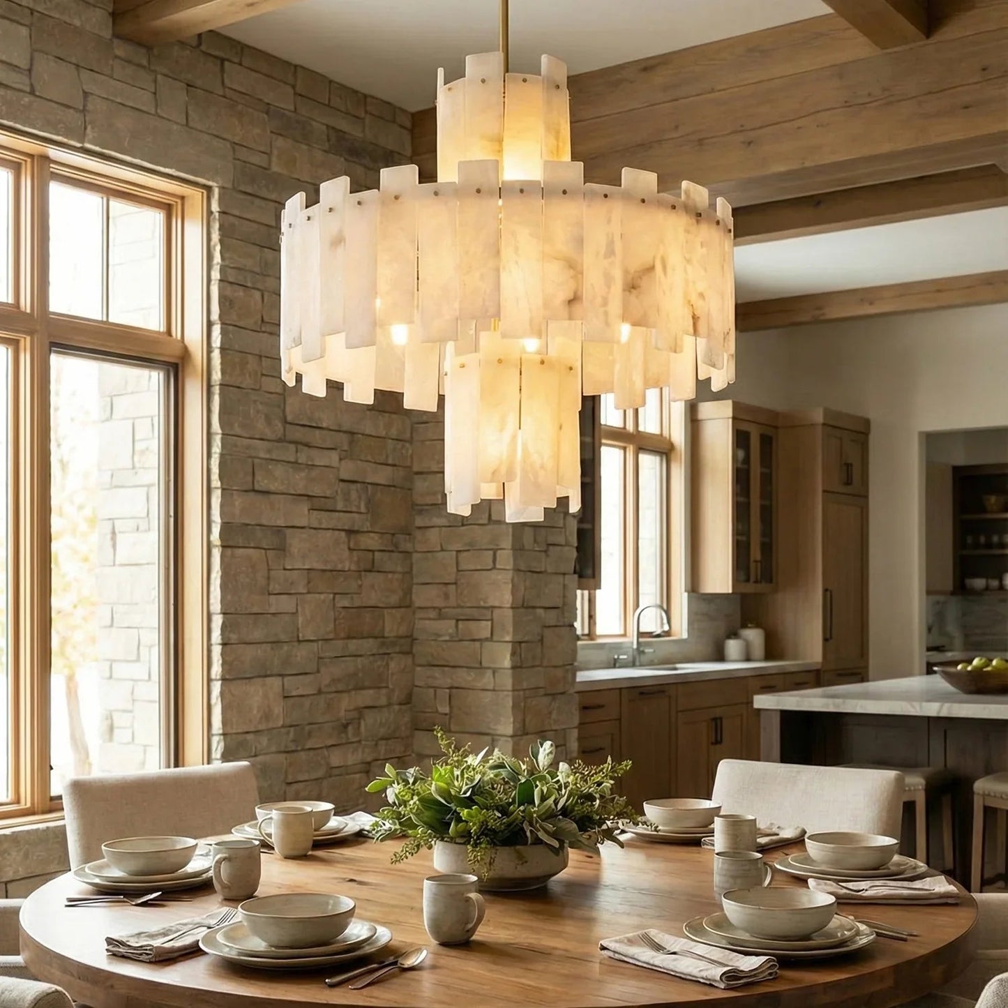 Rectangle Alabaster Irregular Chandelier