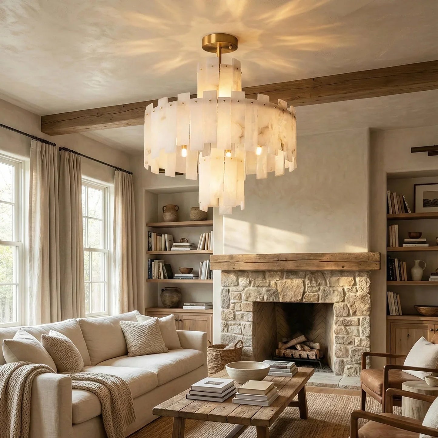 Rectangle Alabaster Irregular Chandelier