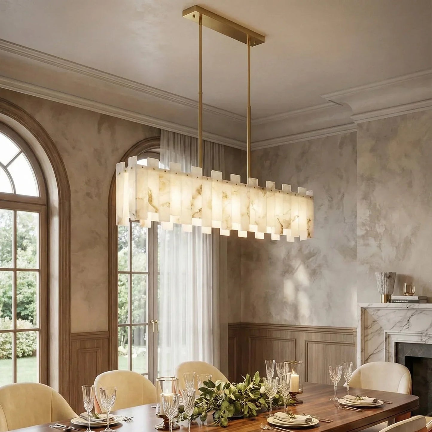 Rectangle Alabaster Irregular Chandelier